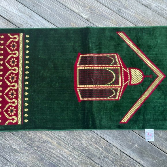 Jai Namaz Prayer Rugs Green Velvet Religious Area Rug Musalah Janamaz Rug New - Picture 11 of 11
